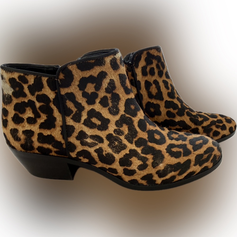 Sam Edelman Petty Ankle Booties - Black & Tan Leopard Print- 5 - Picture 5 of 7